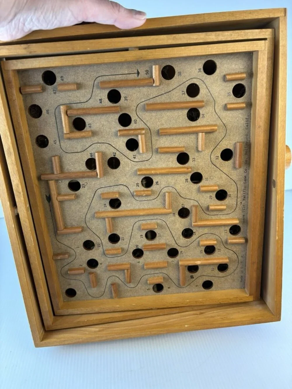 Vintage Wooden Labyrinth Space Tilt Maze Game By Pacific Game Co